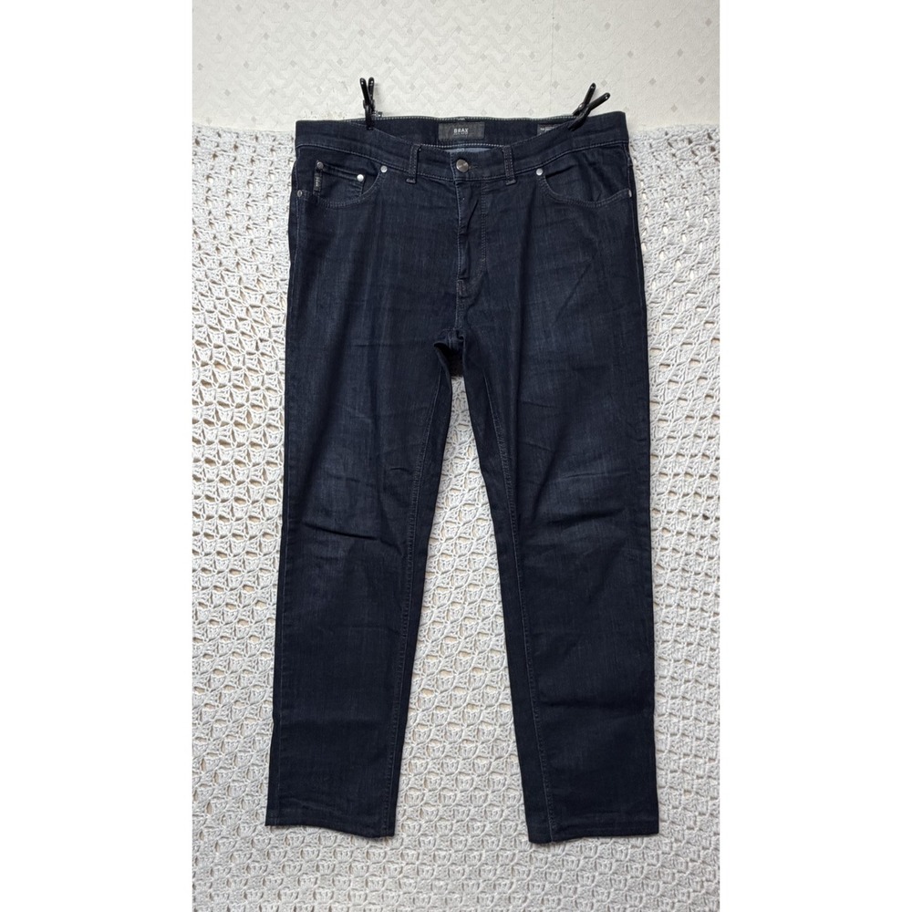 Brax Feel Good Jeans Mens 37x30 Blue Denim Cooper Regular Fit Dark Wash Stretch*